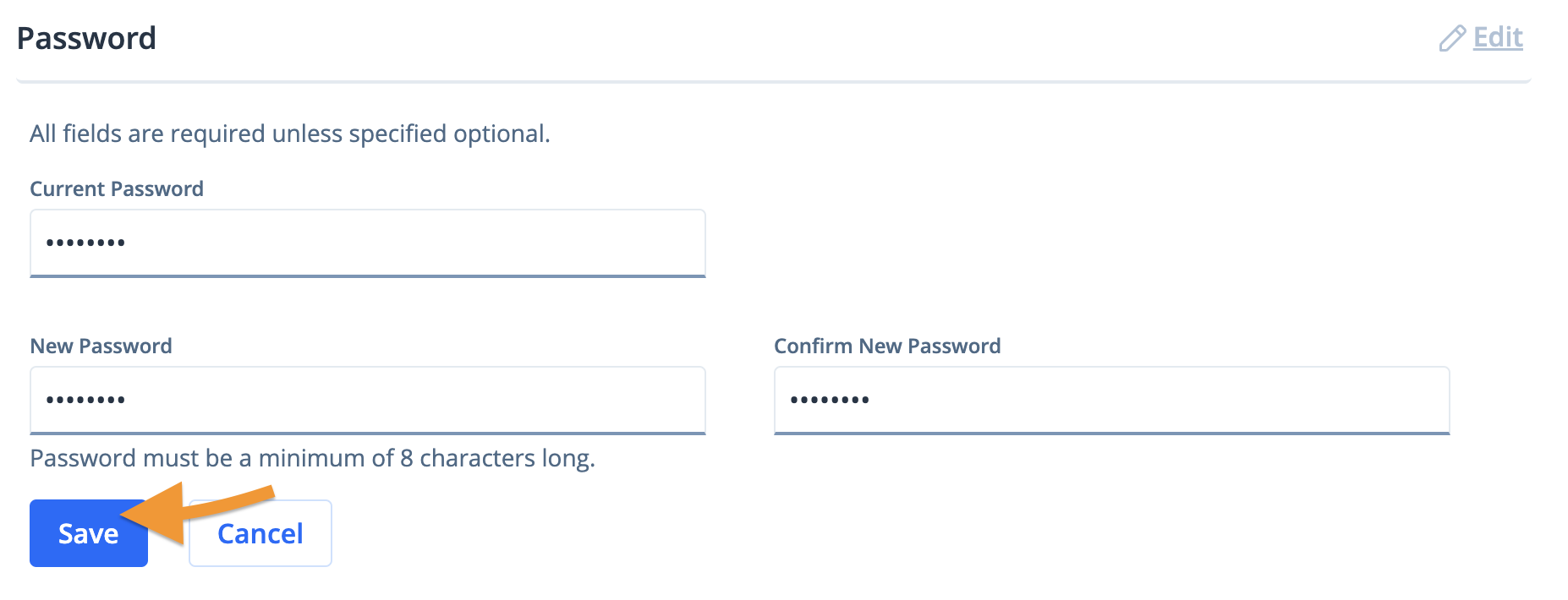 Change password feature